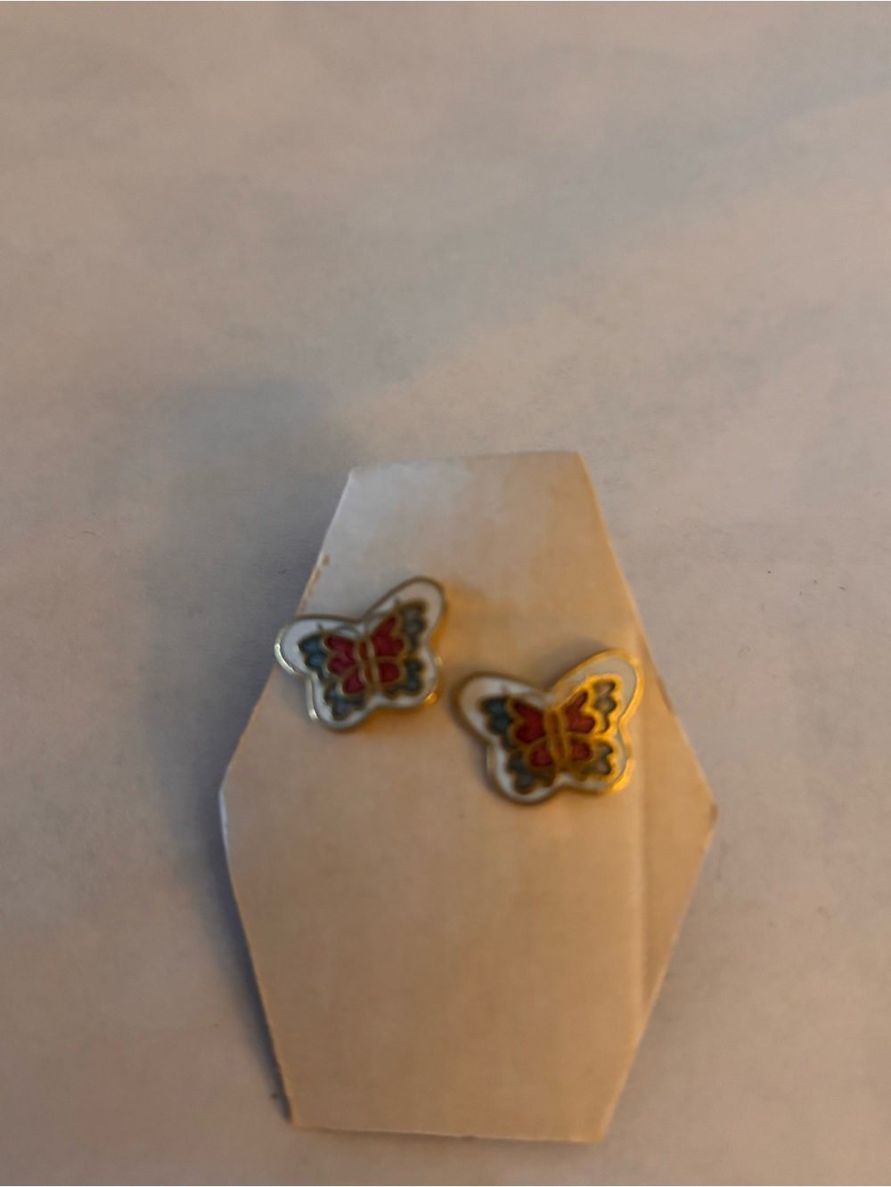 Vintage Butterfly Stud Earrings in Pink and Gold - Women's Jewelry